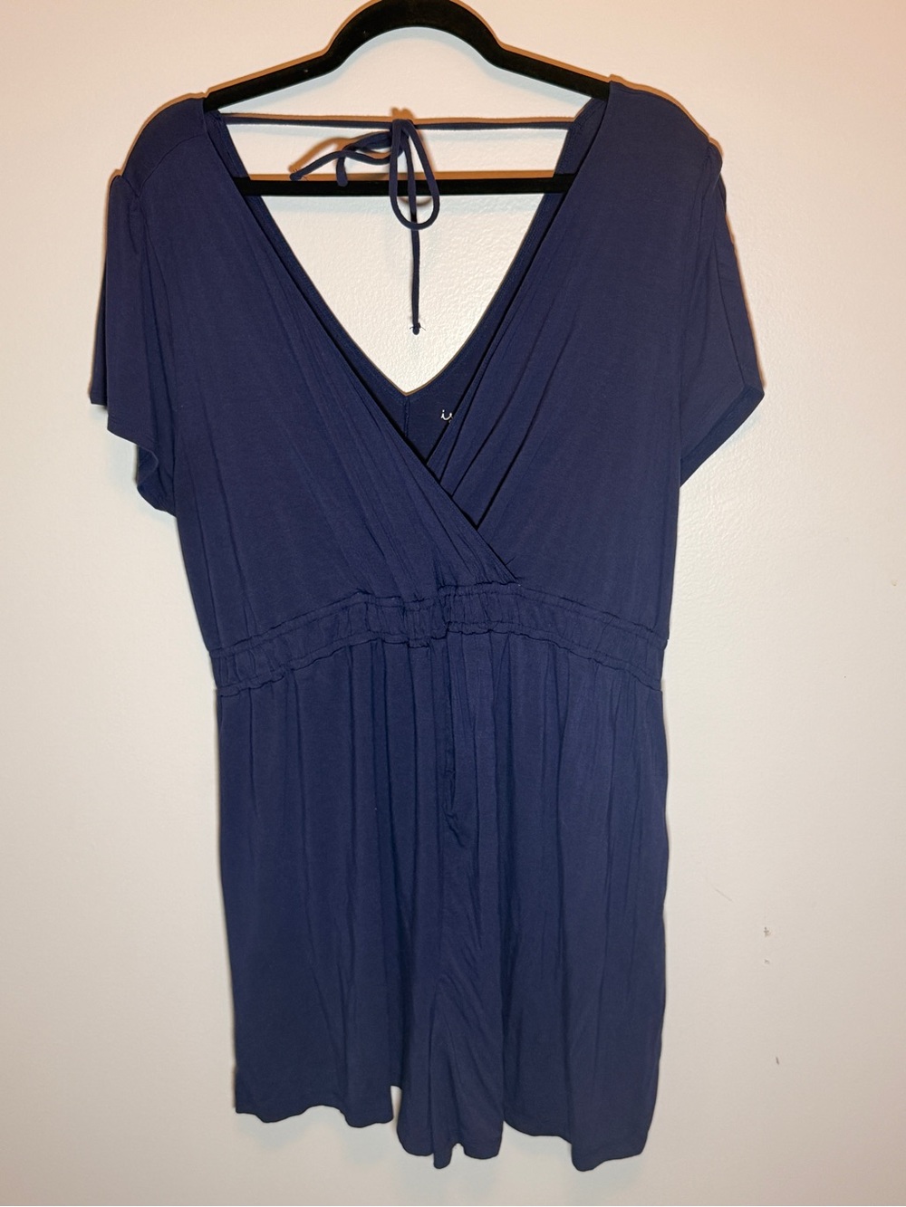 Women's Navy Blue V-Neck Mayernity Romper
